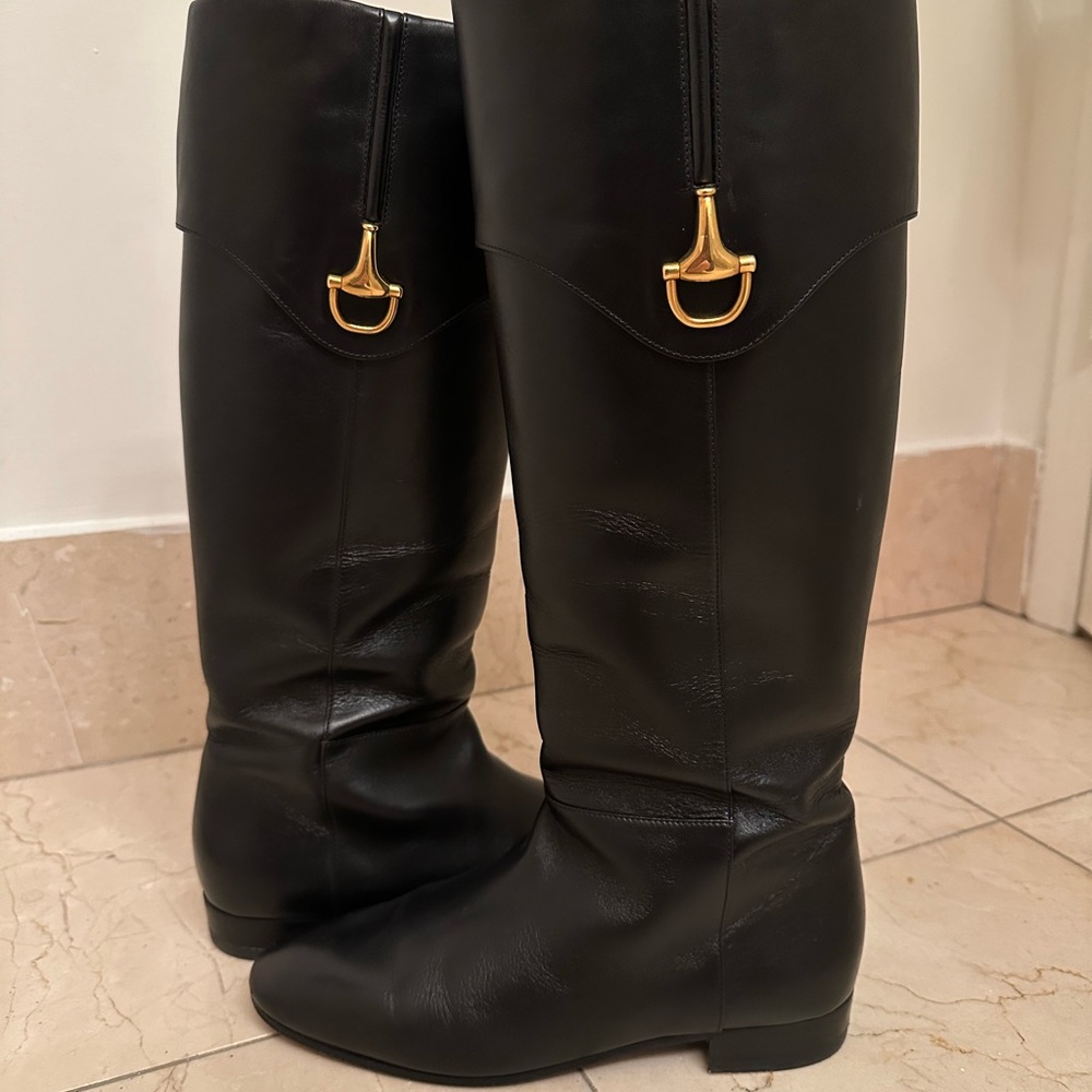 Gucci Horsebit Riding Boots, Black Leather, EU 37 - Picture 3 of 5